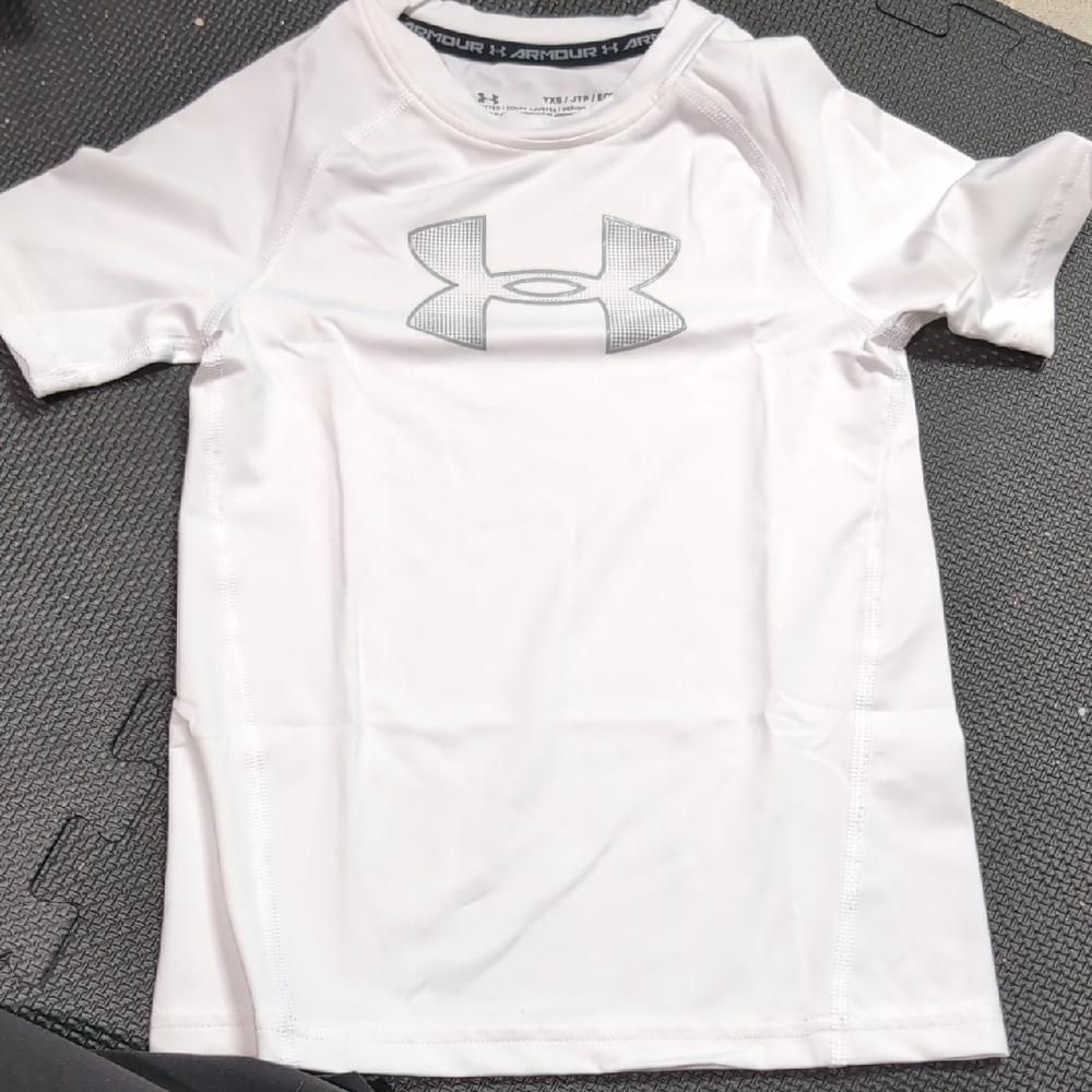 Under Armour Kids White and Gray Short Sleeve Tee